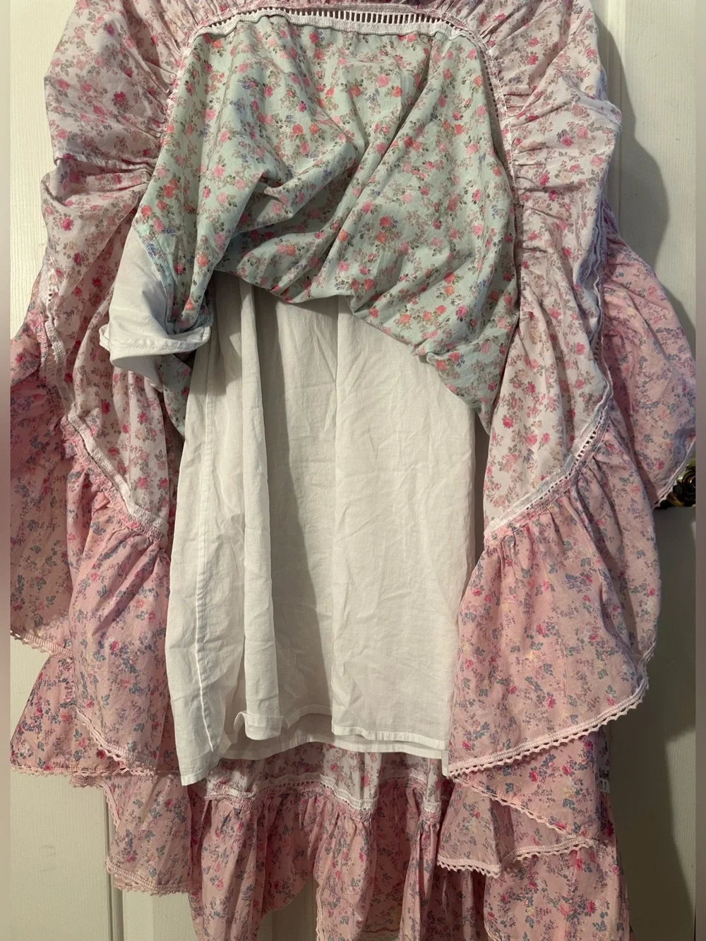 LoveShackFancy X Target M Romantic Pastoral Camille Pink Floral Tiered Mid Dress - Picture 9 of 15